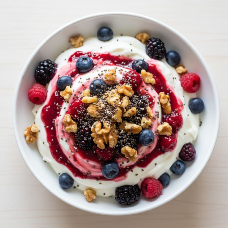 Creamy Vanilla Greek Yogurt Protein Parfait with Mixed Berries