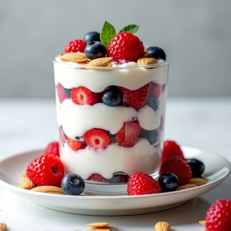 Greek Yogurt Protein Parfait with Berries and Almonds