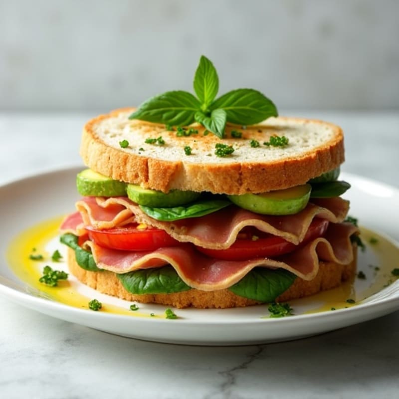 Lean Turkey-Prosciutto Stack with Fresh Herbs