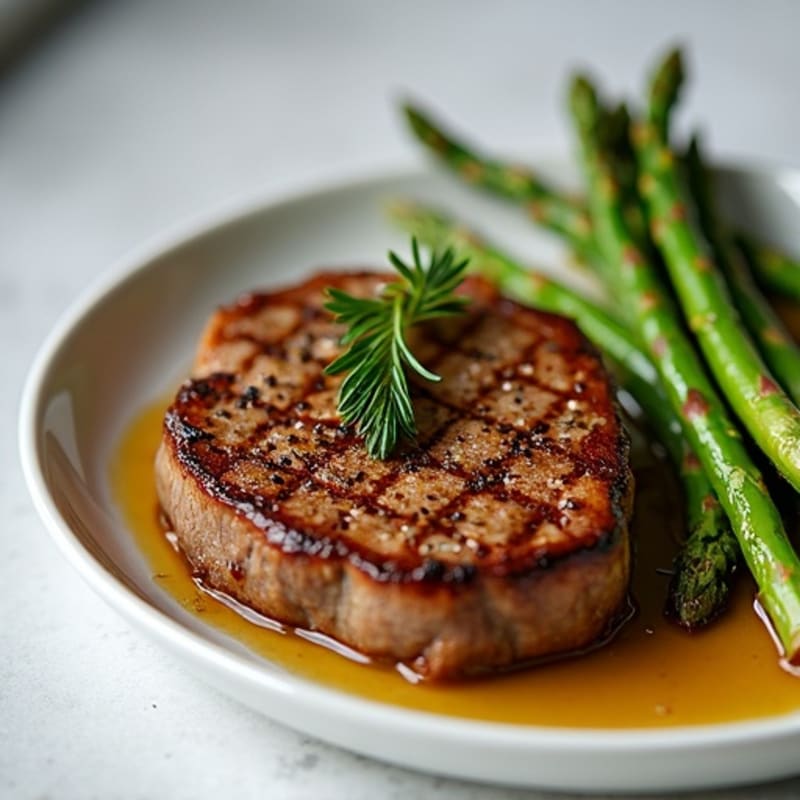 Pan-Seared Steak with Crispy Roasted Asparagus