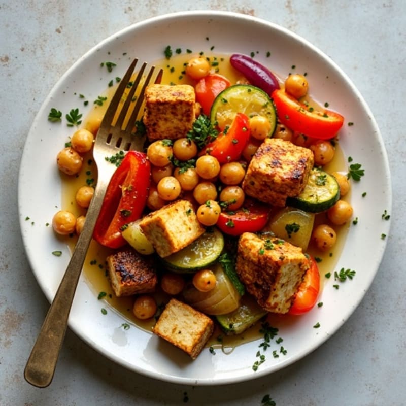 Garlic Herb Sheet Pan Roasted Chickpeas and Vegetables