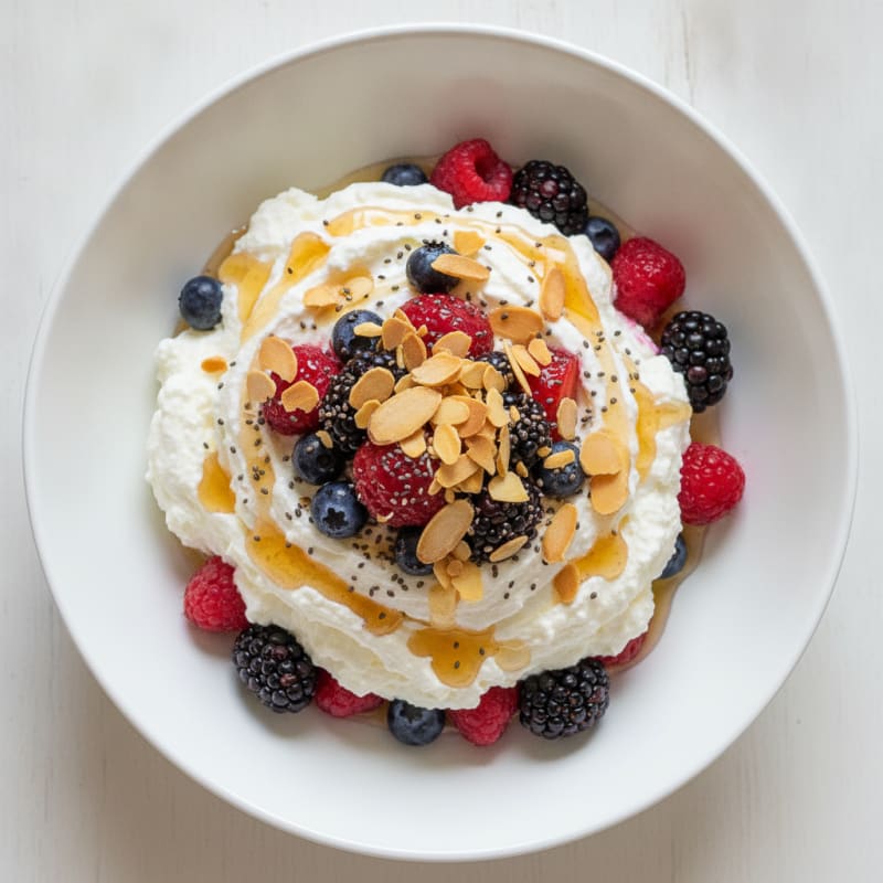 Silky Greek Yogurt Protein Pudding with Mixed Berries