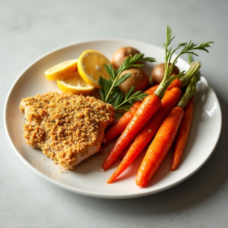Crispy Lemon Herb Chicken with Roasted Root Vegetables