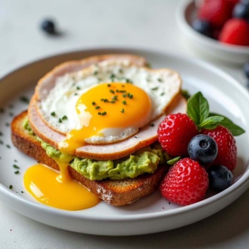 Egg and Avocado Sourdough Toast with Berries