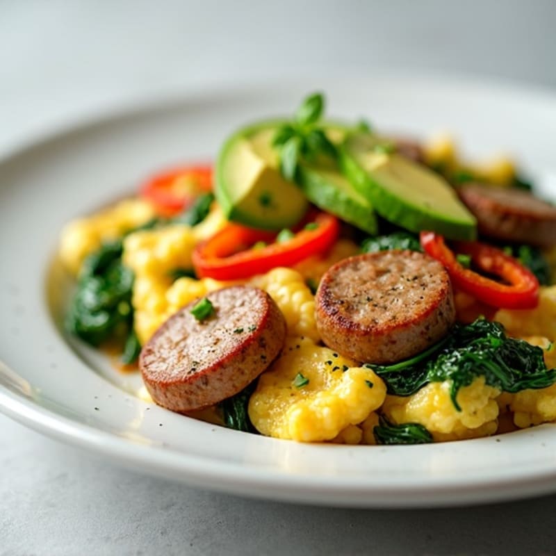 Egg White and Turkey Sausage Scramble with Spinach