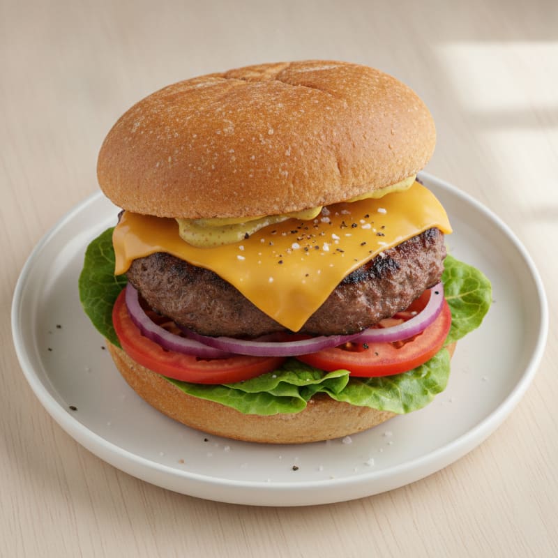 Classic Grilled Beef Burger with Cheddar