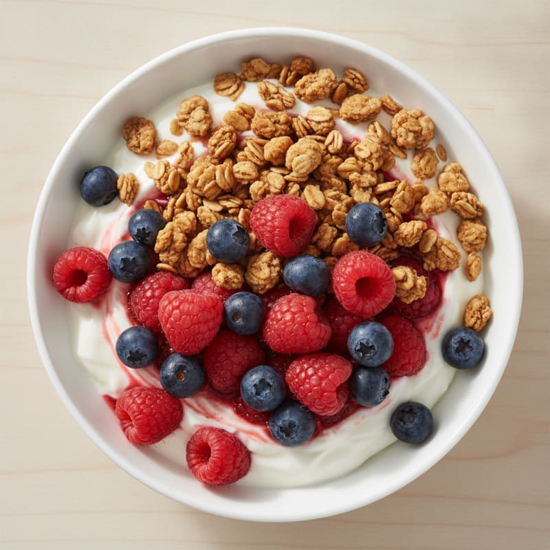 Greek Yogurt Parfait with Mixed Berries and Protein Granola