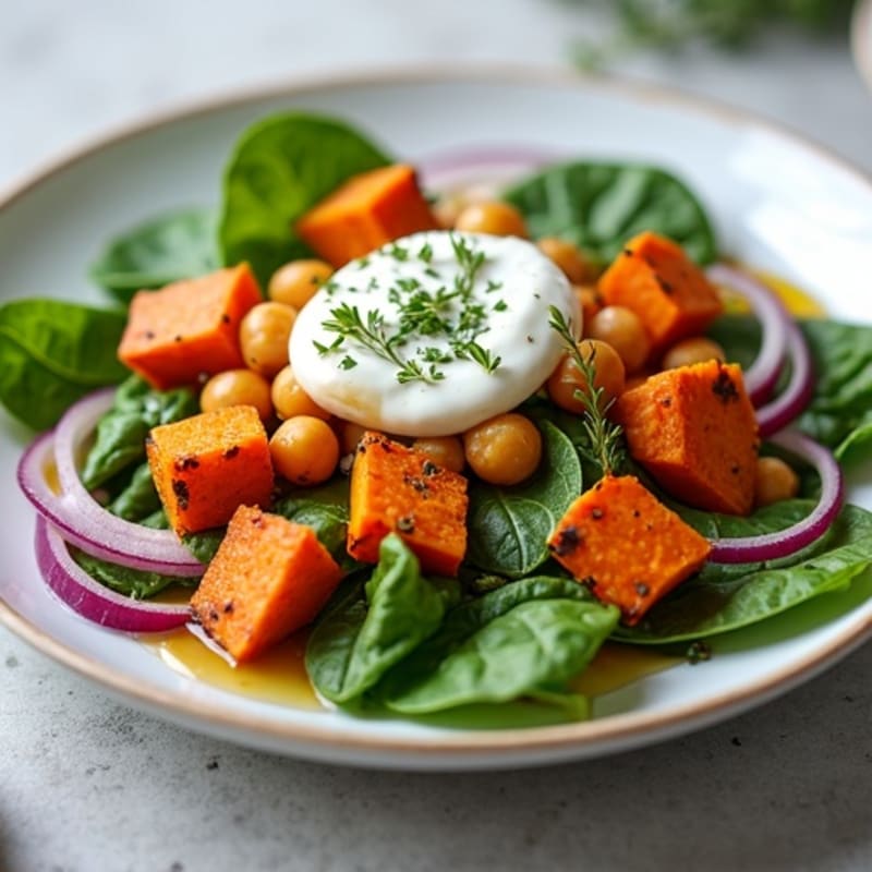 Herb-Roasted Sweet Potato and Greek Yogurt Salad