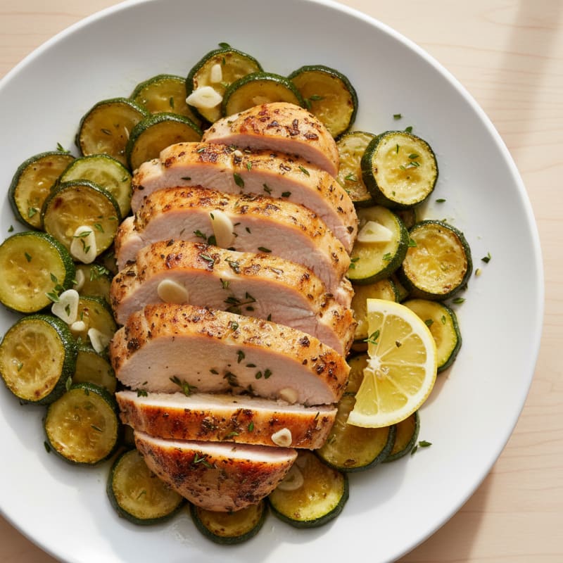 Pan-Seared Turkey Breast with Roasted Zucchini