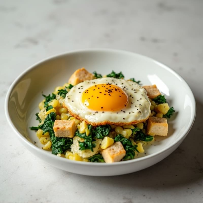 Cottage Cheese Scramble with Spinach and Chicken Breast