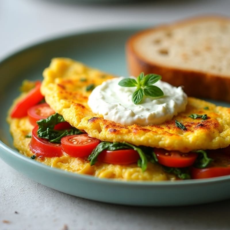 Egg White Veggie Omelette with Cottage Cheese