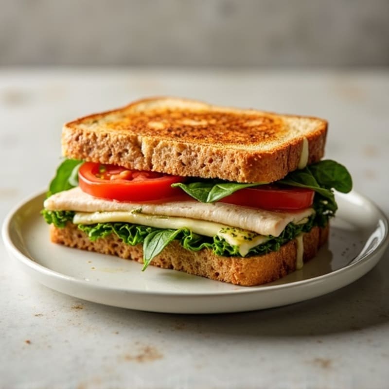 Crispy Grilled Turkey Pesto Sandwich
