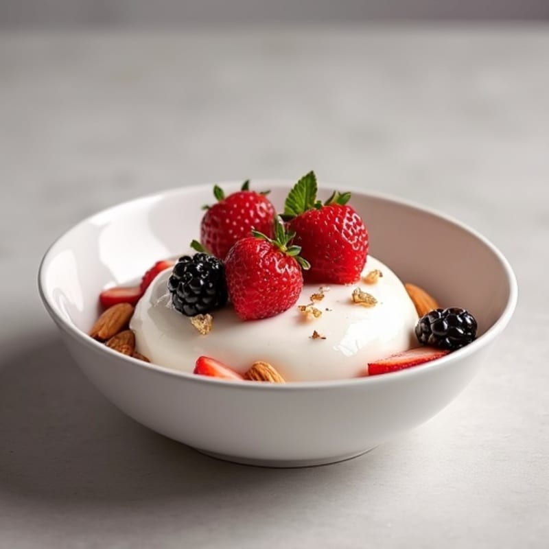 Silky Greek Yogurt with Protein Powder and Fresh Berries