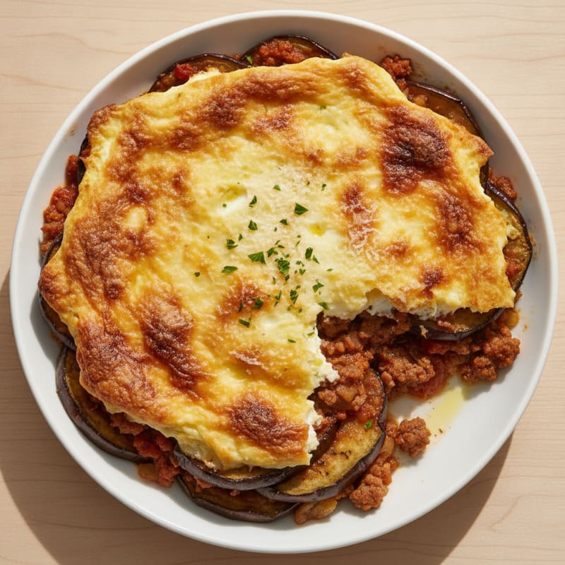 Baked Lamb Moussaka with Eggplant