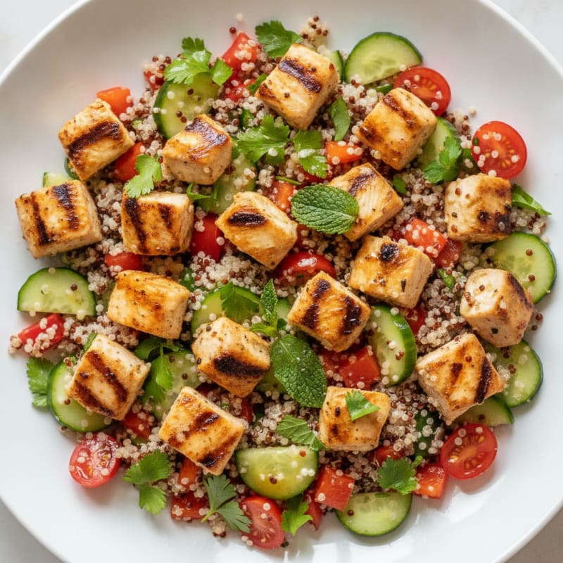 Grilled Chicken and Quinoa Salad with Crisp Vegetables