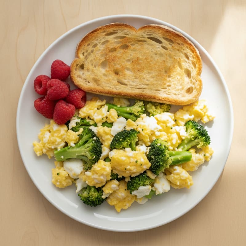 Egg and Broccoli Scramble with Sourdough Toast