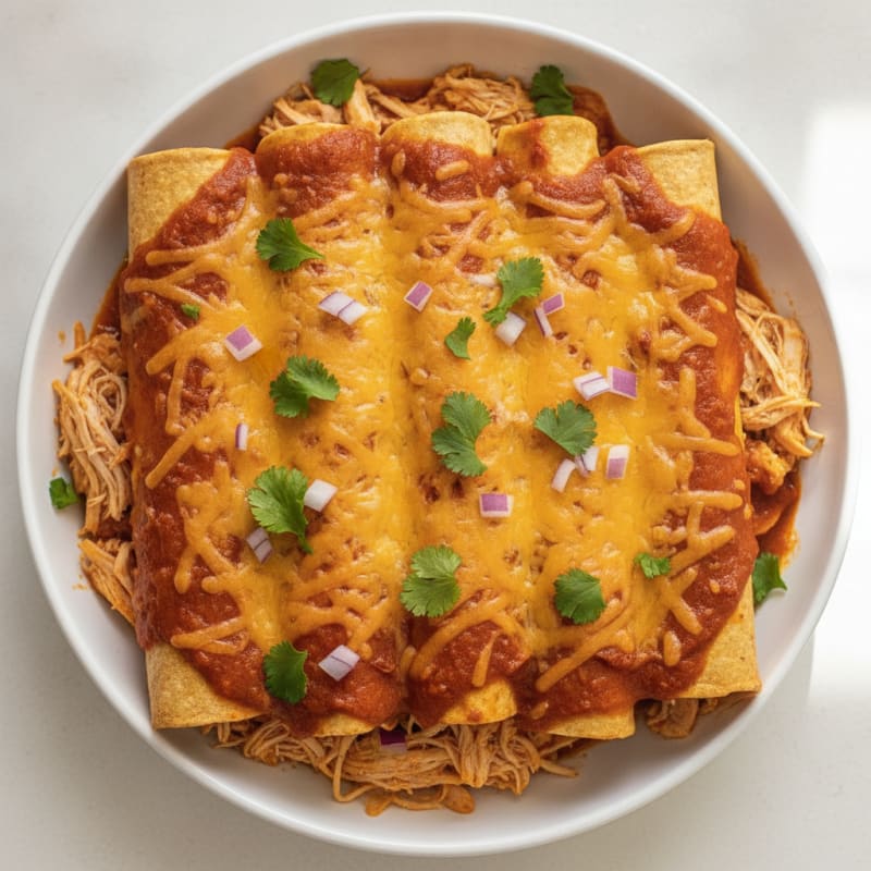 Chicken Enchiladas with Red Chili Sauce