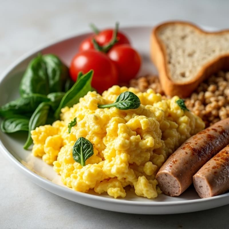 Egg White Scramble with Turkey Sausage and Spinach