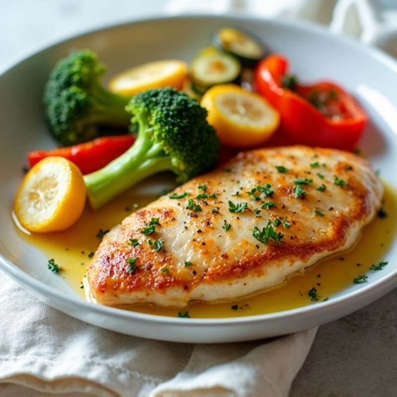 Lemon Garlic Chicken with Crispy Roasted Vegetables