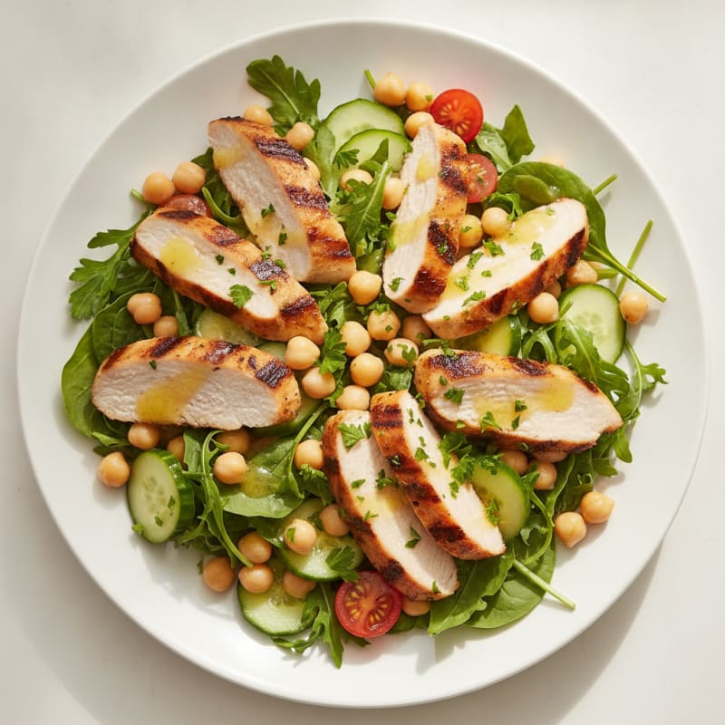 Grilled Turkey Breast Salad with Chickpeas and Lemon Vinaigrette