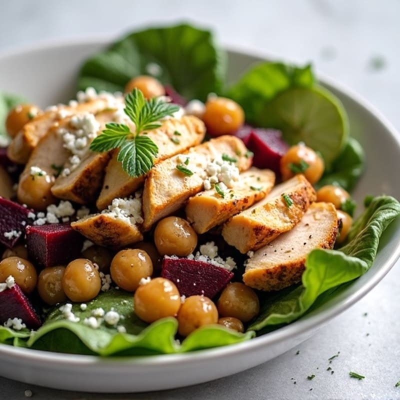 Roasted Beet Salad with Crispy Chickpeas and Creamy Lemon-Herb Dressing