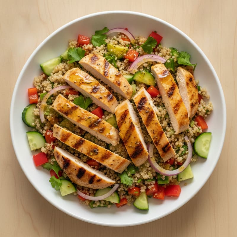 Grilled Chicken and Quinoa Salad with Crisp Vegetables