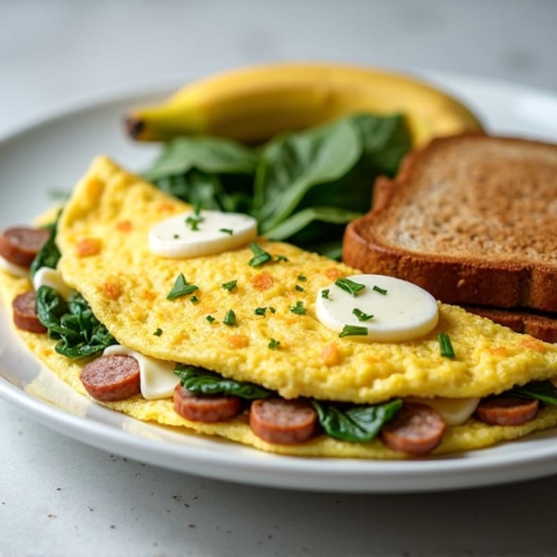 Egg White Omelette with Turkey Sausage and Spinach