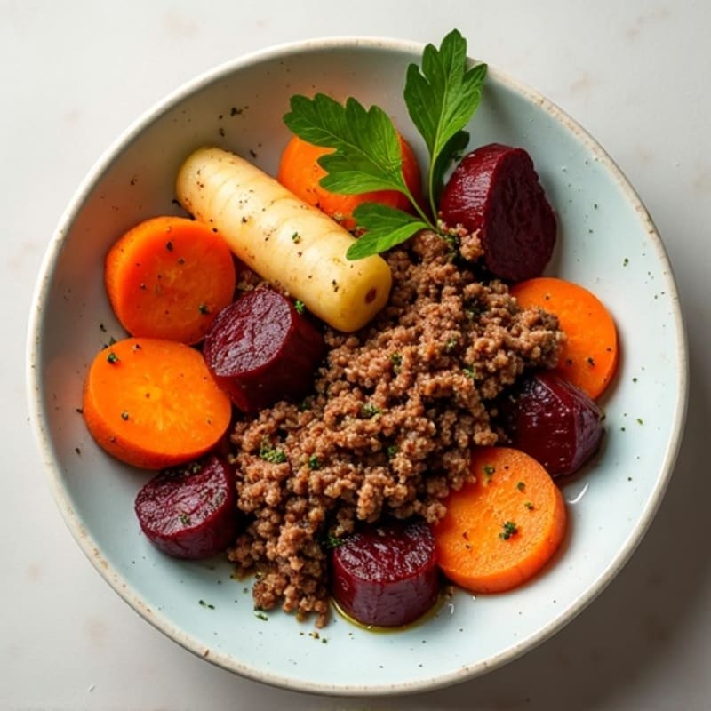 Herb-Spiced Ground Beef Bowl with Roasted Root Vegetables