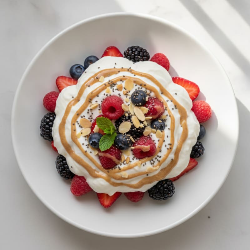 Silky Greek Yogurt Protein Mousse with Mixed Berries