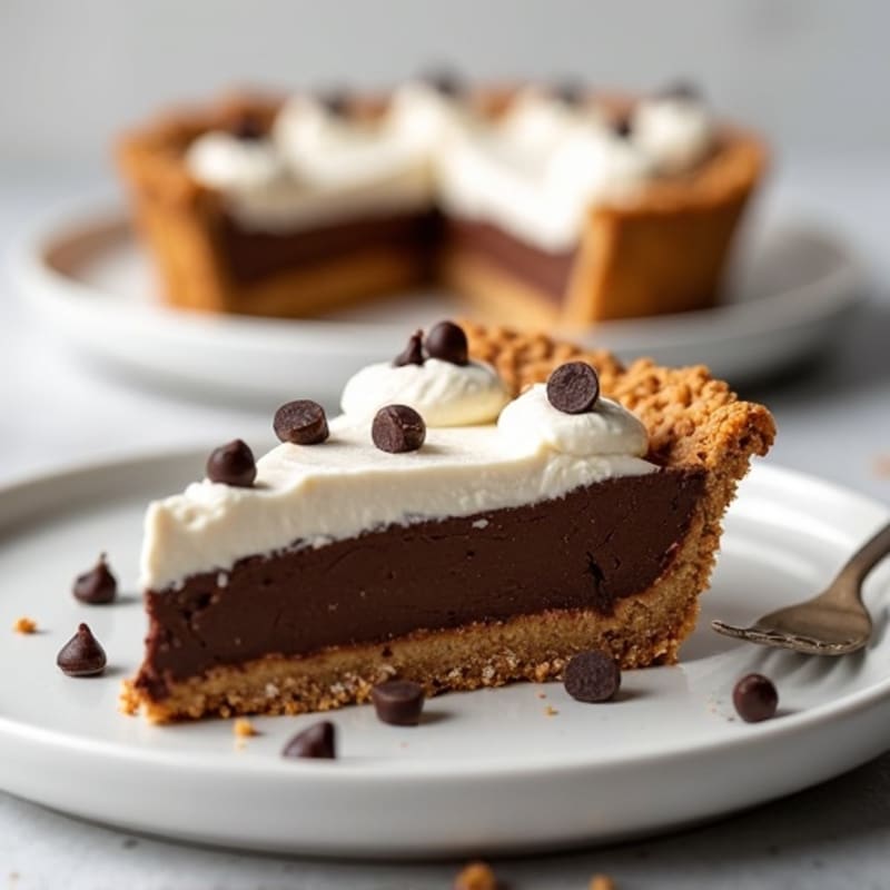 No-Bake Dark Chocolate Peanut Butter Protein Pie