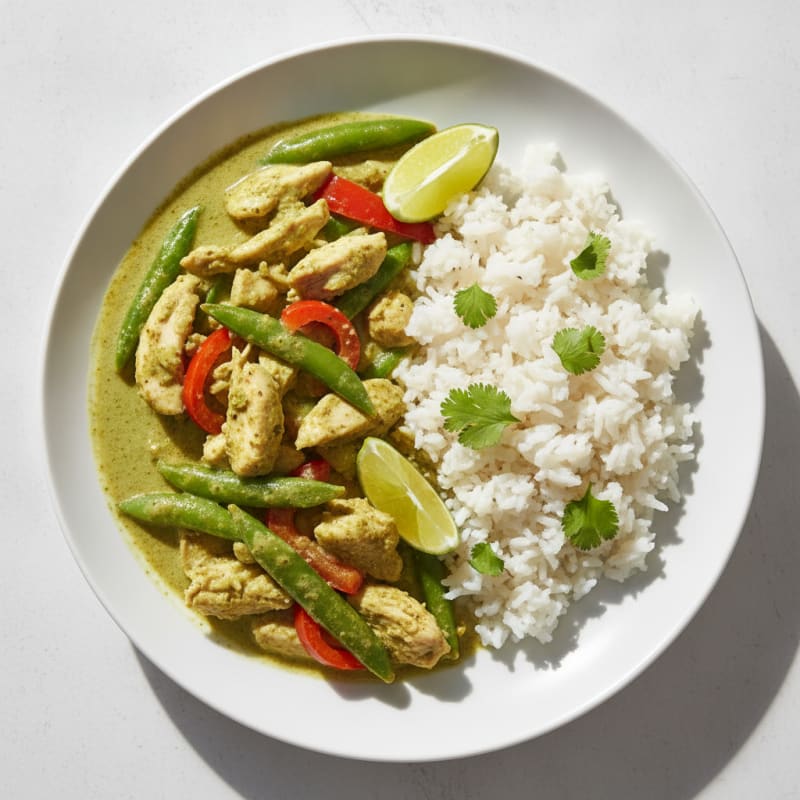 Green Curry Chicken with Coconut Rice