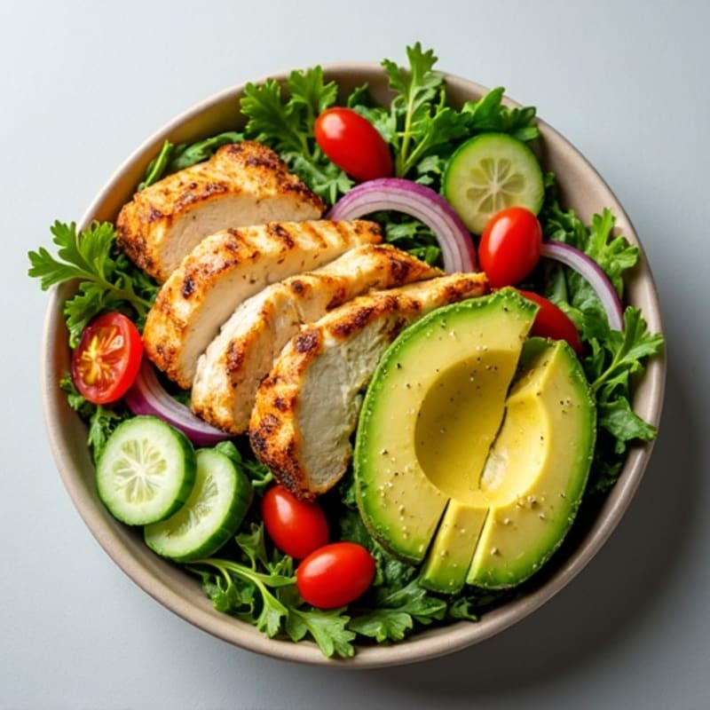 Crisp Avocado and Grilled Chicken Salad Bowl