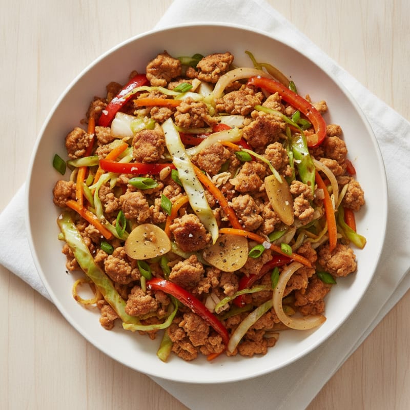 Ground Turkey and Cabbage Stir-Fry Bowl