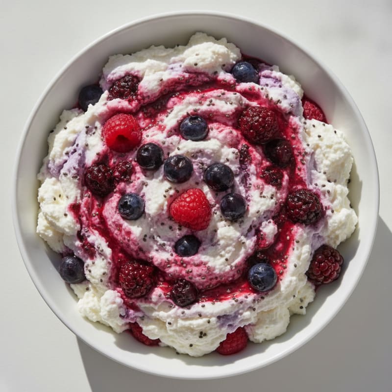 Greek Yogurt Protein Mousse with Mixed Berries