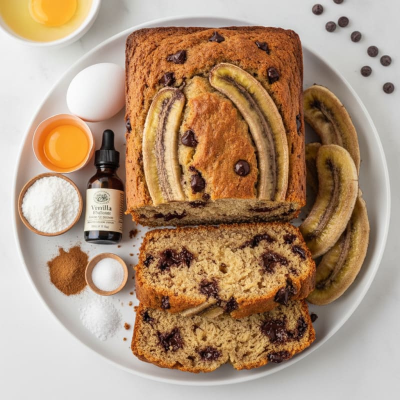 Coconut Flour Banana Chocolate Chip Bread