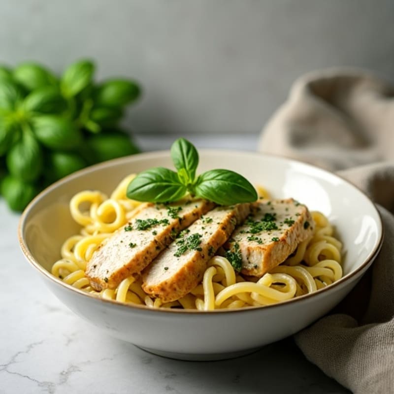 Creamy Pesto Chicken Pasta with Fresh Herbs