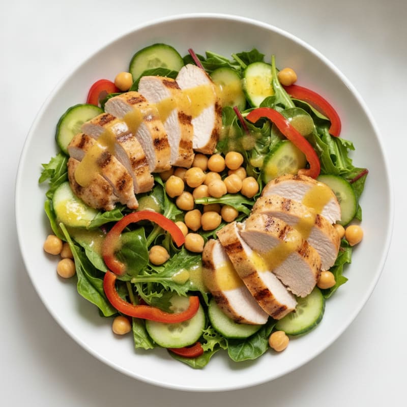 Grilled Turkey Breast Salad with Chickpeas and Crunchy Vegetables