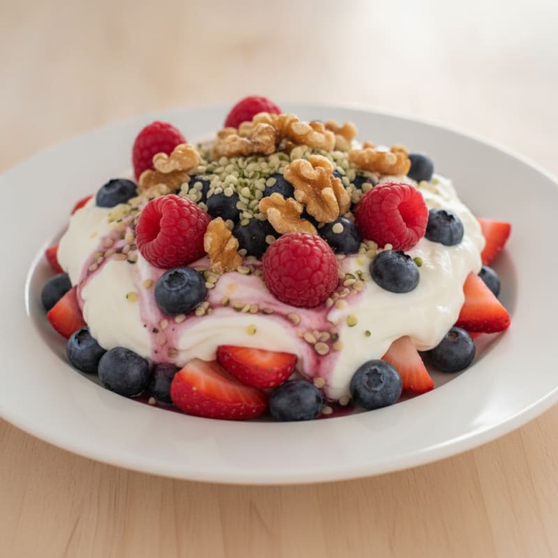 Greek Yogurt Protein Parfait with Mixed Berries