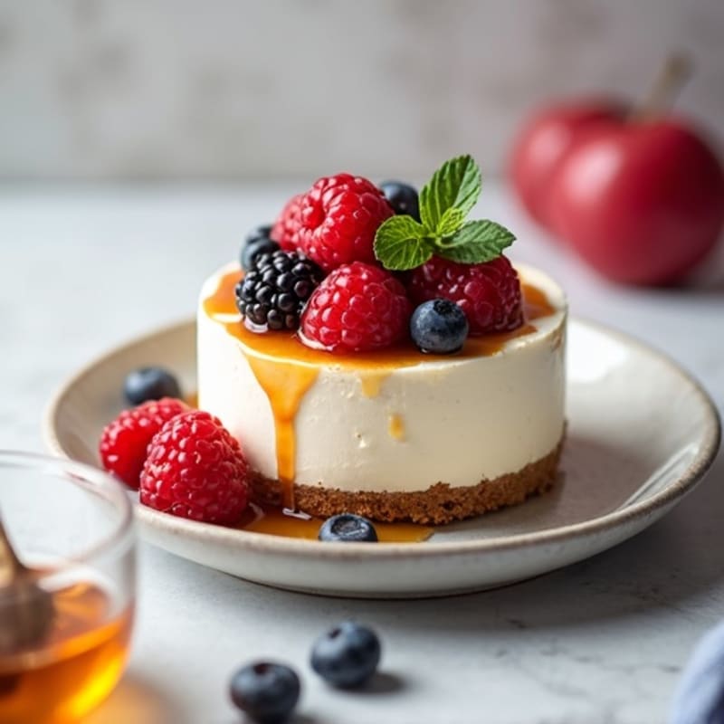 Creamy Greek Yogurt Protein Cheesecake with Mixed Berries