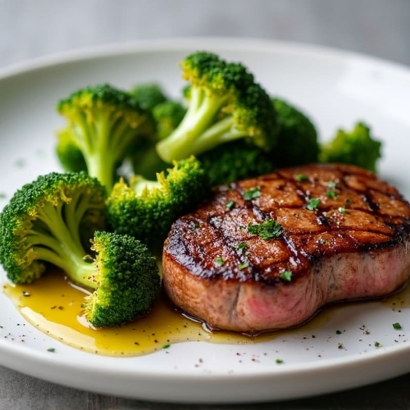Pan-Seared Steak with Crispy Roasted Broccoli