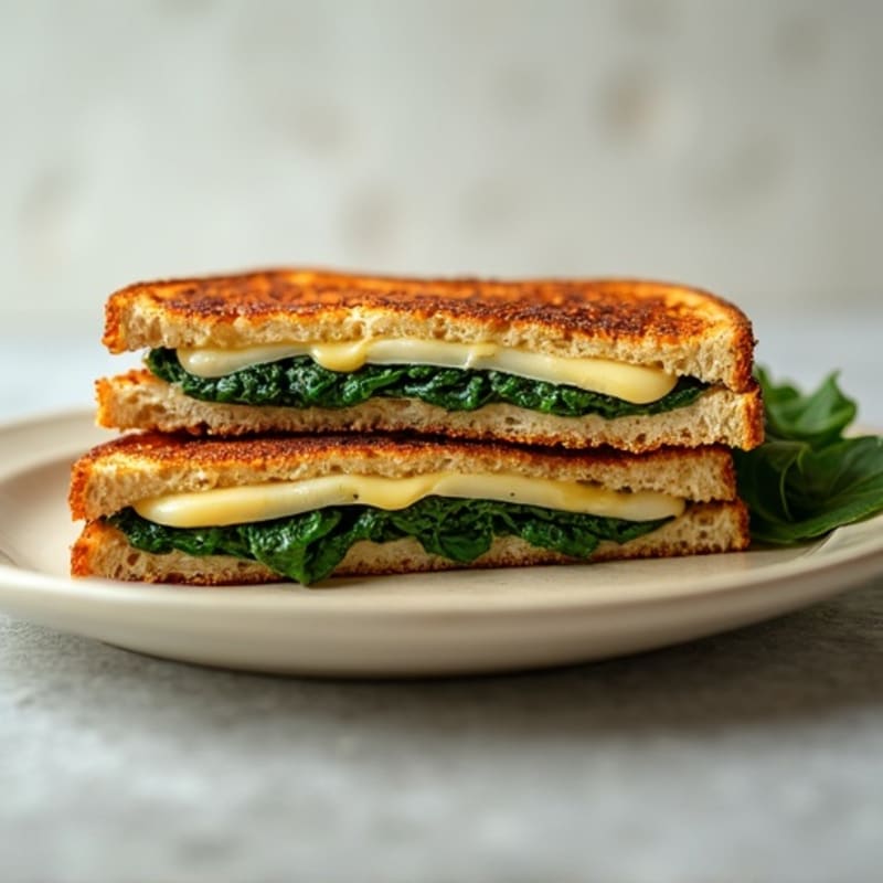 Crispy Whole Grain Grilled Cheese with Lean Turkey and Sautéed Spinach