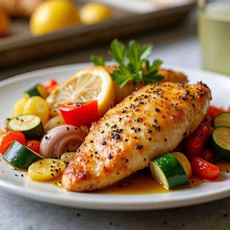 Lemon-Herb Crispy Sheet Pan Chicken with Roasted Vegetables
