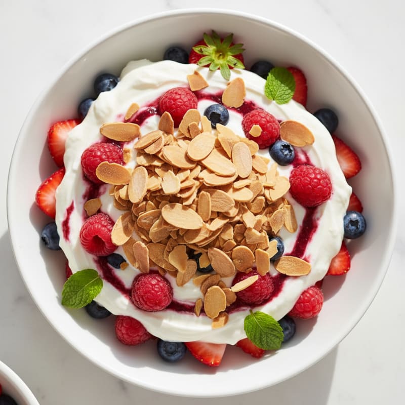Protein Yogurt Parfait with Berries and Toasted Almonds