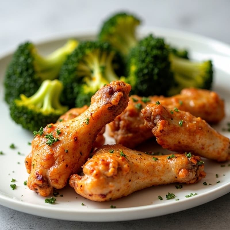 Crispy Roasted Honey Garlic Chicken Wings with Roasted Broccoli