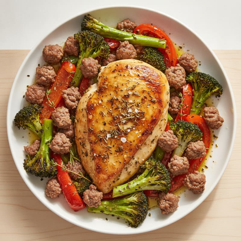 Garlic Herb Roasted Chicken and Beef Medley