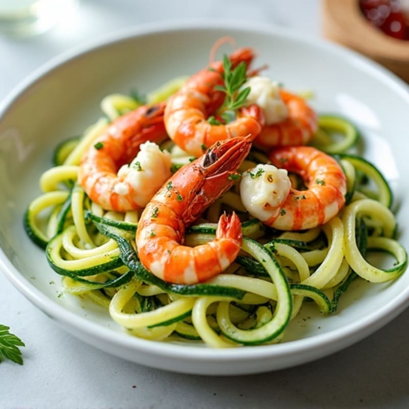 Creamy Garlic Crawfish with Zucchini Noodles
