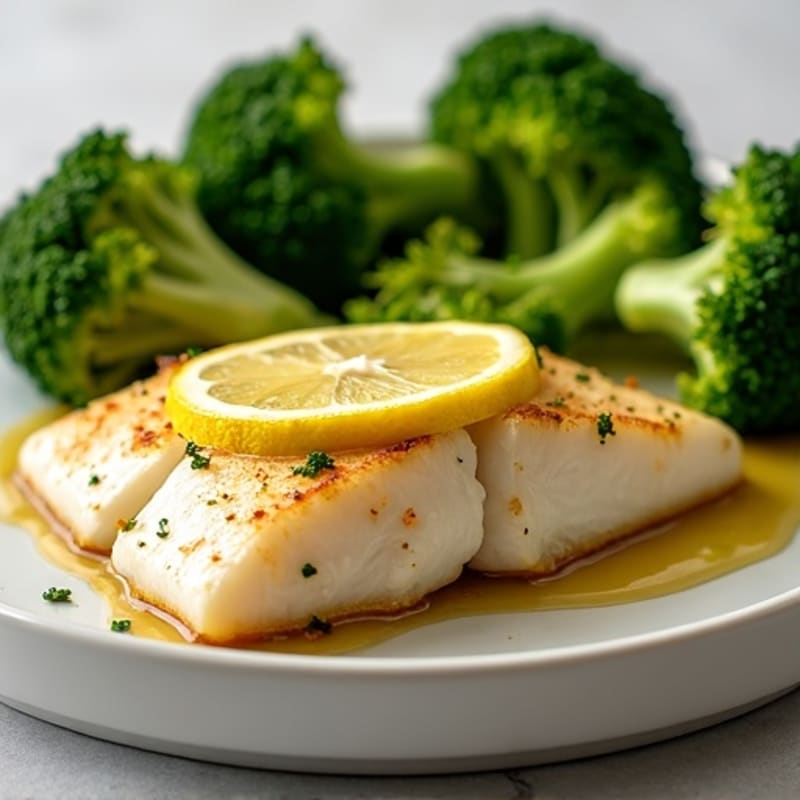 Lemon Garlic Seared Tilapia with Steamed Broccoli
