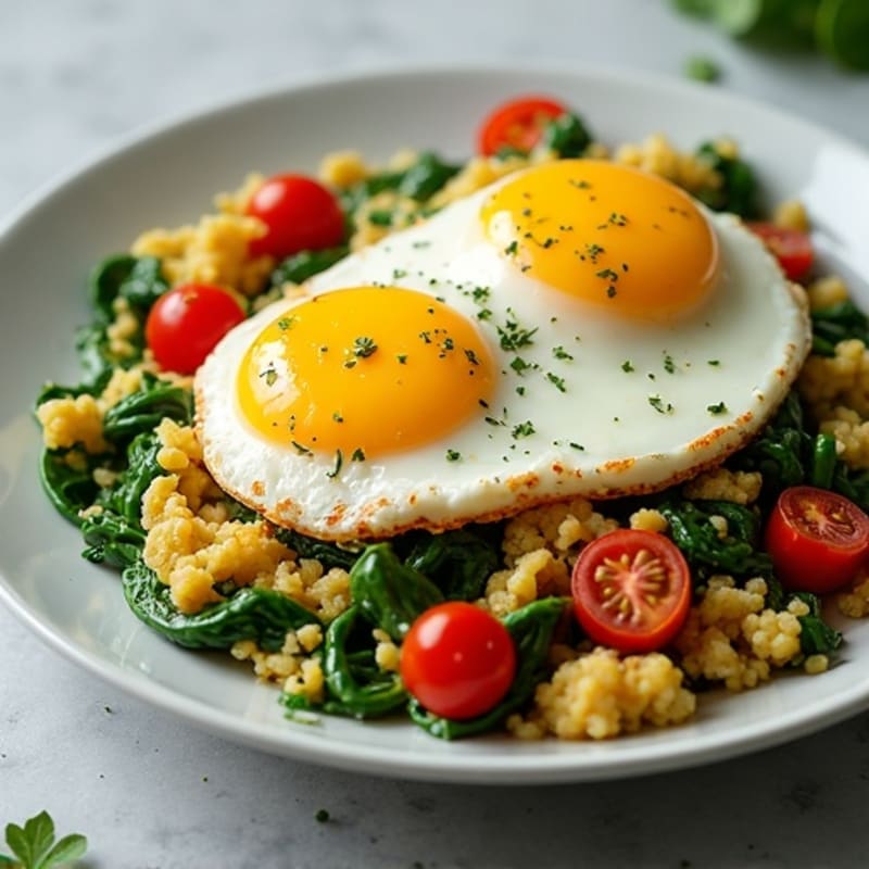 Egg White Spinach Scramble with Cottage Cheese and Tomatoes