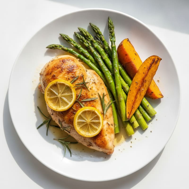 Lemon Herb Roasted Chicken with Asparagus