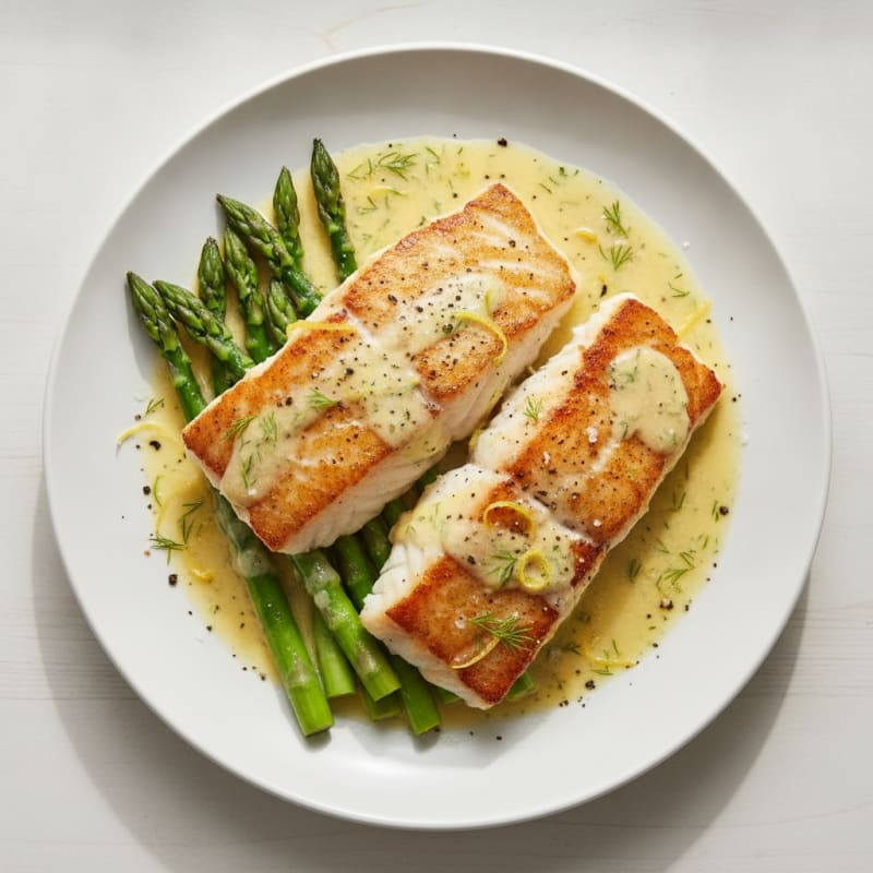 Pan-Seared Cod with Lemon-Dill Sauce